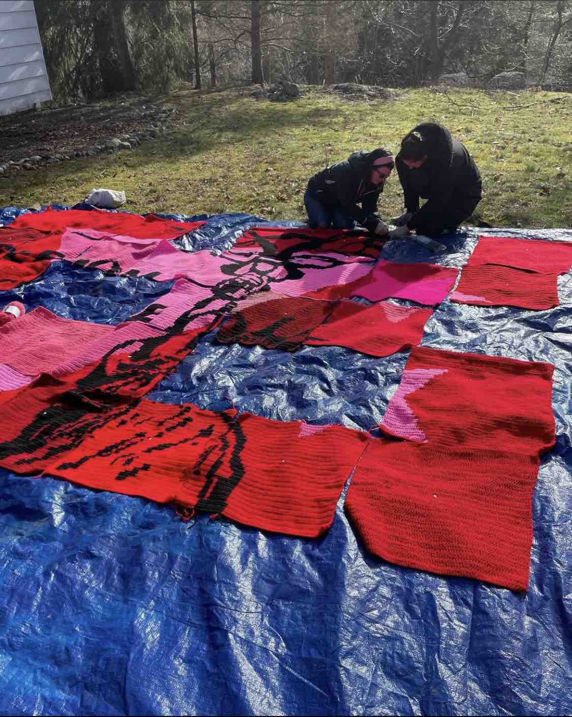 Mural being constructed